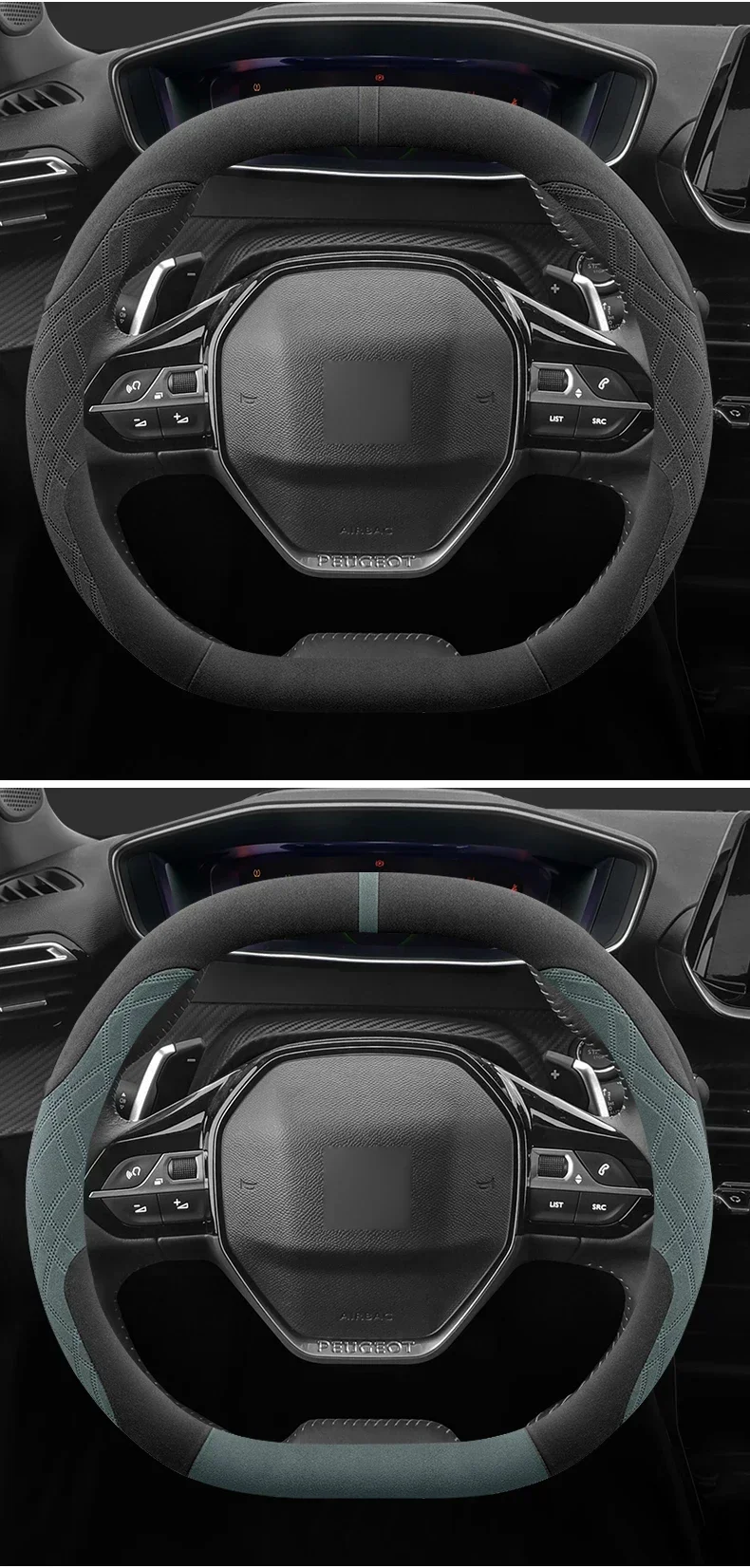 37-38cm Wildleder-Lenkradbezug Aftermarket Double D für Peugeot 3008 5008 508 / 508 SW 408 / 408X Landtrek Auto-Styling – Detail 11