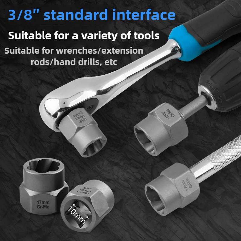 40pcs Damaged Nut Extractor Set Remover Socket Bolt Tool Nut Extractor Kit CR-MO Steel 3/8 
