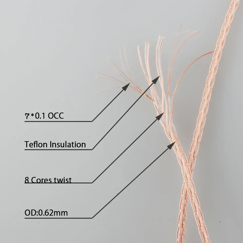 كابل سماعة الرأس Audiocrast DIY 6N OCC فضي PTFE لسلك سماعة الصوت OCC 807AC 807AG 807CU #4