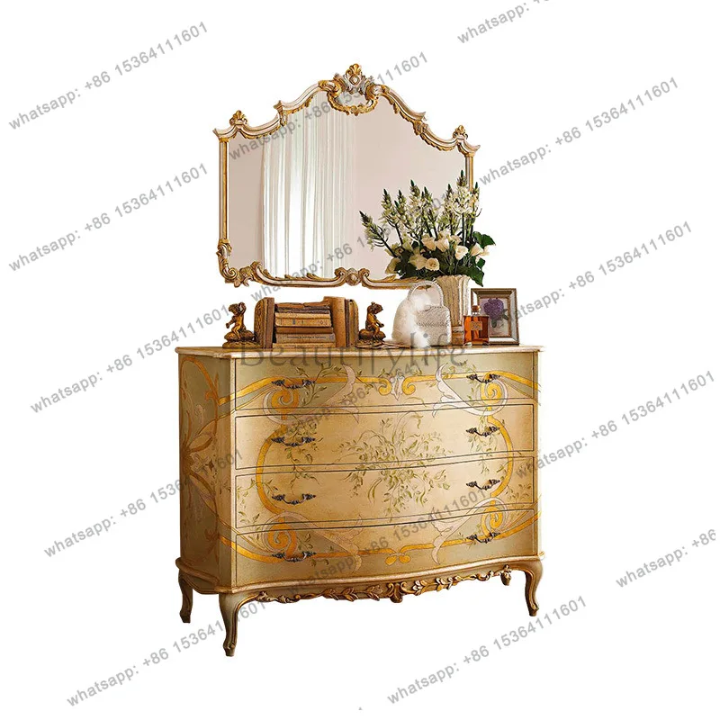 

European porch side cabinet birch carved storage cabinet villa furniture