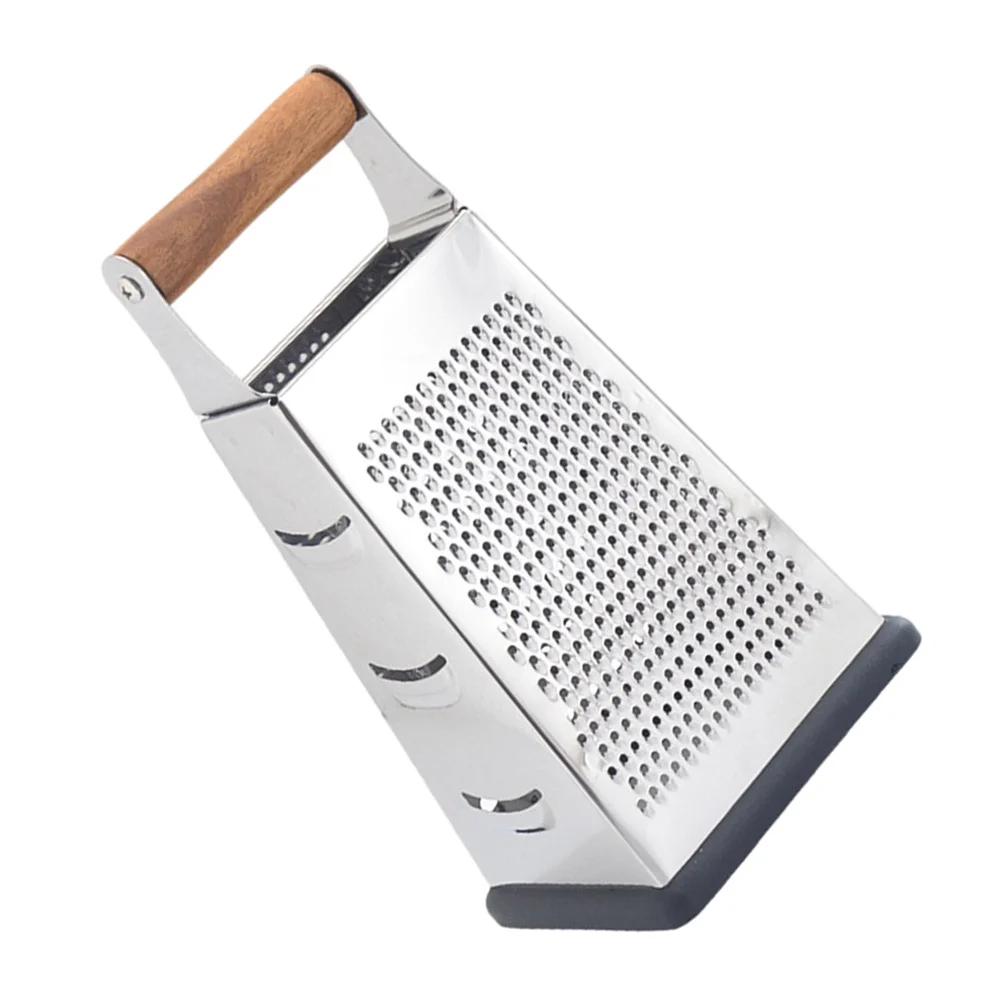 

Stainless Steel 4-Sided Handheld Vegetable Grater Multifunction Kitchen Slicer Shredder Tool Wooden Handle Non-Slip Grip
