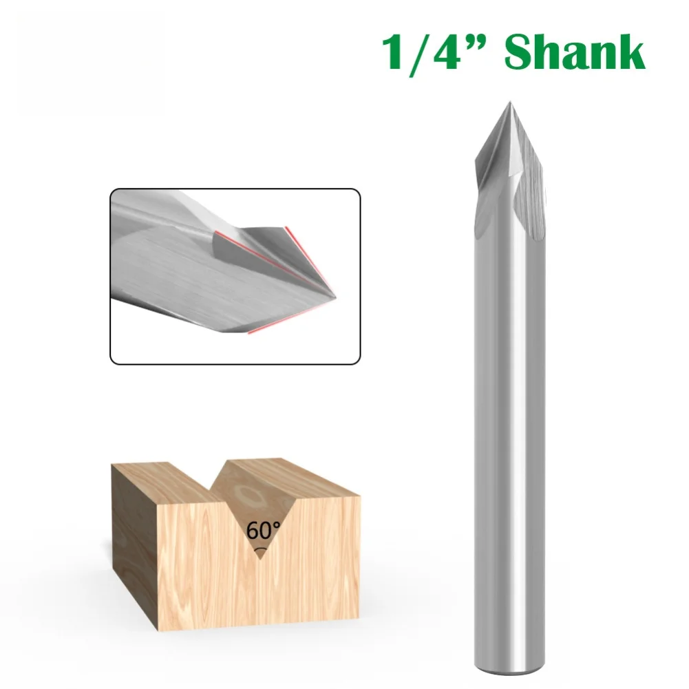 

1/4-inch 60-Degree Solid Carbide V-Slotted Engraving Cutter V-Slotted CNC Engraving End Mill For Wood Carving