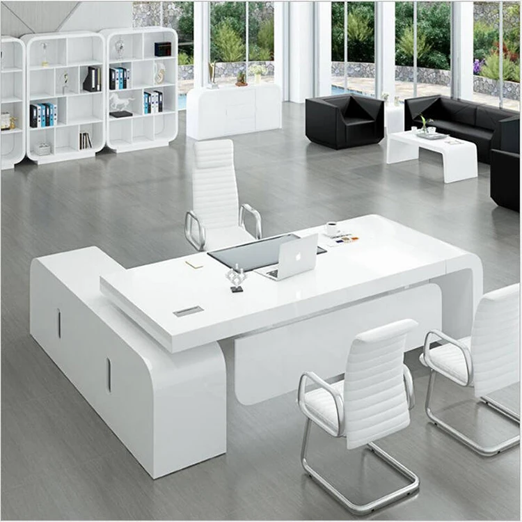 Simple Modern White Paint Executive Desk Boss Desk Office Furniture Light Luxury President Manager Boss Table