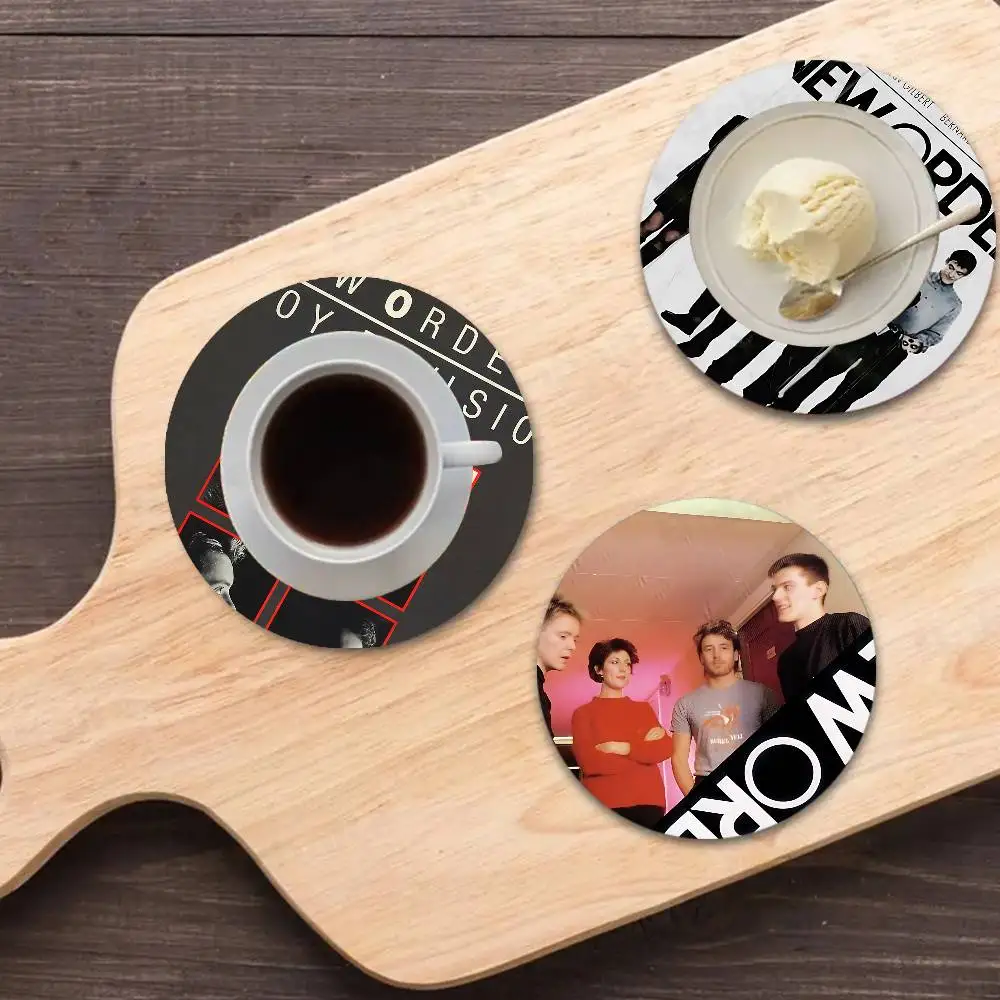 Cool band New Order Round Coasters Insulated Durable Cups Coffee Coaster Plate Mats Home and Decoration Kitchen Utensils