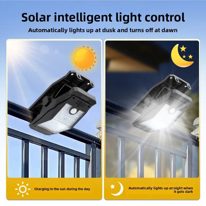

Солнечный светильник-клипса для улицы, водонепроницаемый, для двора и забора, с датчиком движения, яркий уличный фонарь для ежедневного освещения дома