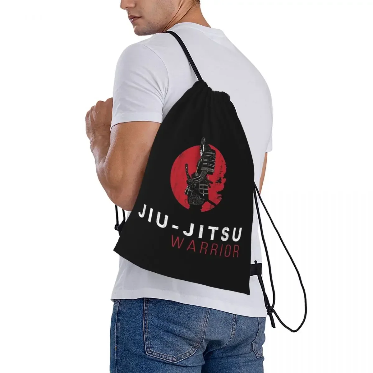 Jiu-Jitsu Warrior Japanese Bjj Gi & Black Belt Mma Backpacks Drawstring Bags Drawstring Bundle Pocket Shoes Bag BookBag