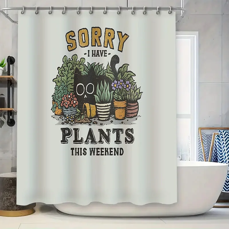 Botanical Shower Curtain Tropical Leaves Plant Pattern Bathroom Decor Nature Greenery Shower Liner Waterproof Home Textile