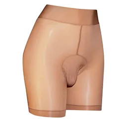 Cueca boxer sem costura brilhante masculina, seda de gelo ultrafina, cuecas macias e suaves, protuberância respirável para pênis, roupa íntima esportiva respirável, verão