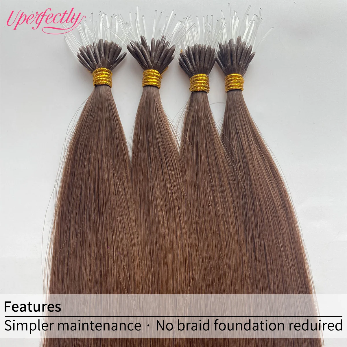 Uperfectly بطل شعر ريمي حلقات نانو السيليكون البلاستيك تلميح وصلات شعر مستقيم شعر بشري أوروبي مثالي للشعر الرقيق/الناعم #3