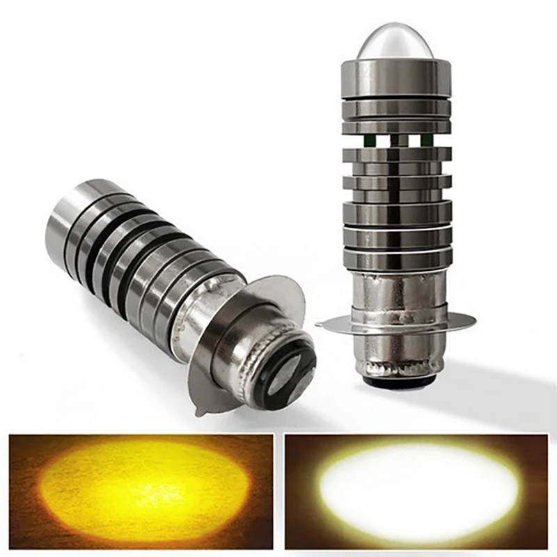 12V Yellow And White Dual Color Headlight Fisheye Light Small Steel Bulb LED Motorcycle Headlight Scooter Motorcycle Headlight