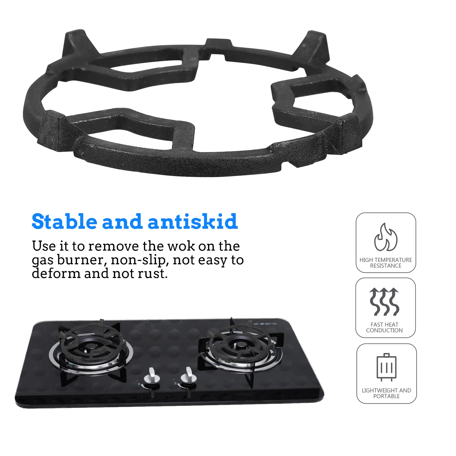 

Non-Slip Cast Iron Gas Burner Rack Wok Support for Even Heat Distribution Gas Stove Racks Wok Pot Holder