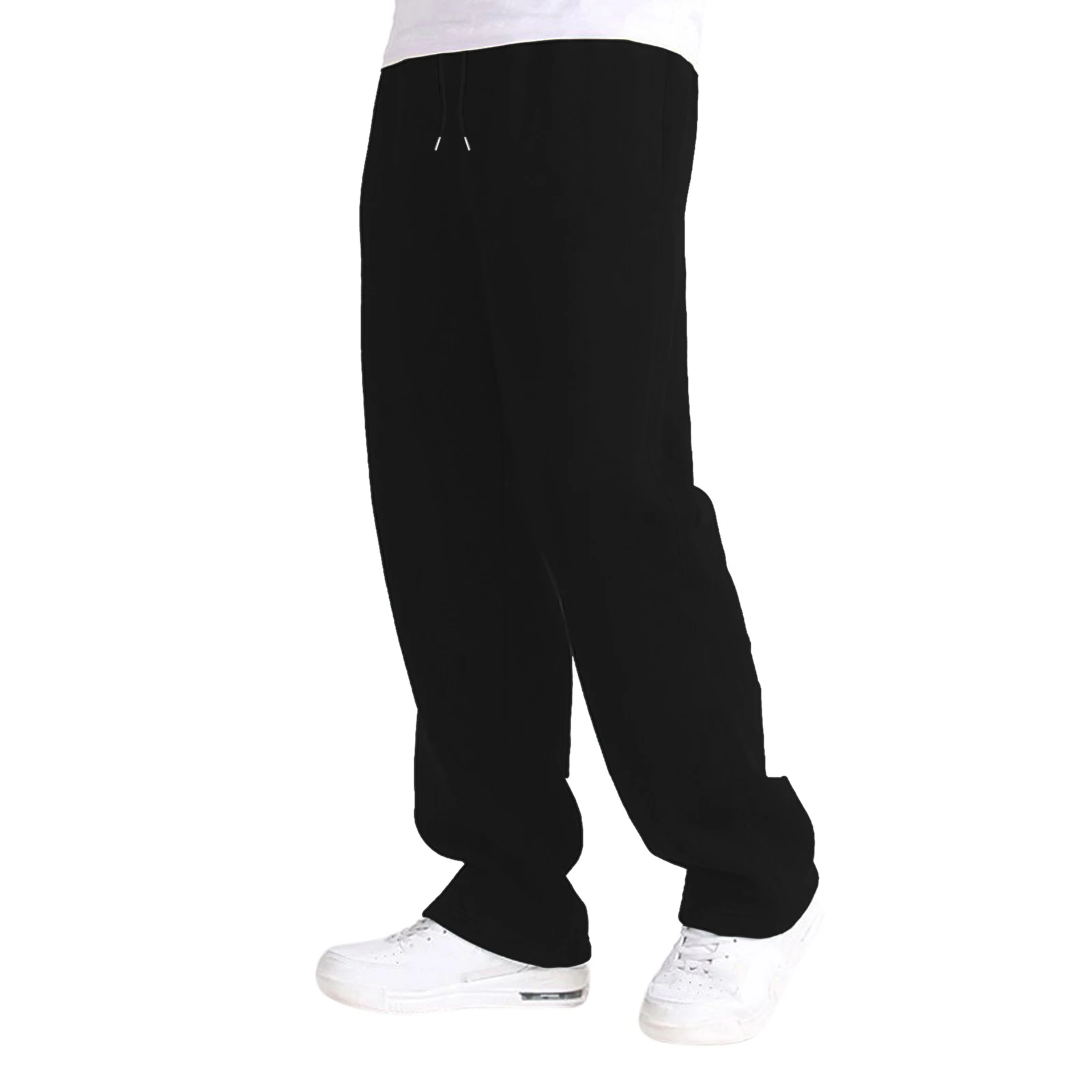 

Men Fleece Lined Sweatpants Wide Straight Leg Pants Ankle Bottom Sweatpants Joggers Pants Workout High Waisted Yoga Trousers