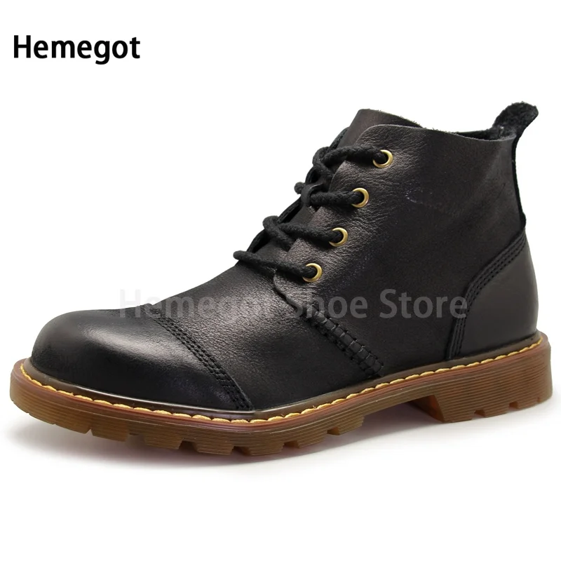 Men\'s High-Top Casual Shoes Genuine Leather Fashion Men Boots Retro Tendon Sole Soft Mid-Top Leather Shoes Trendy Boots