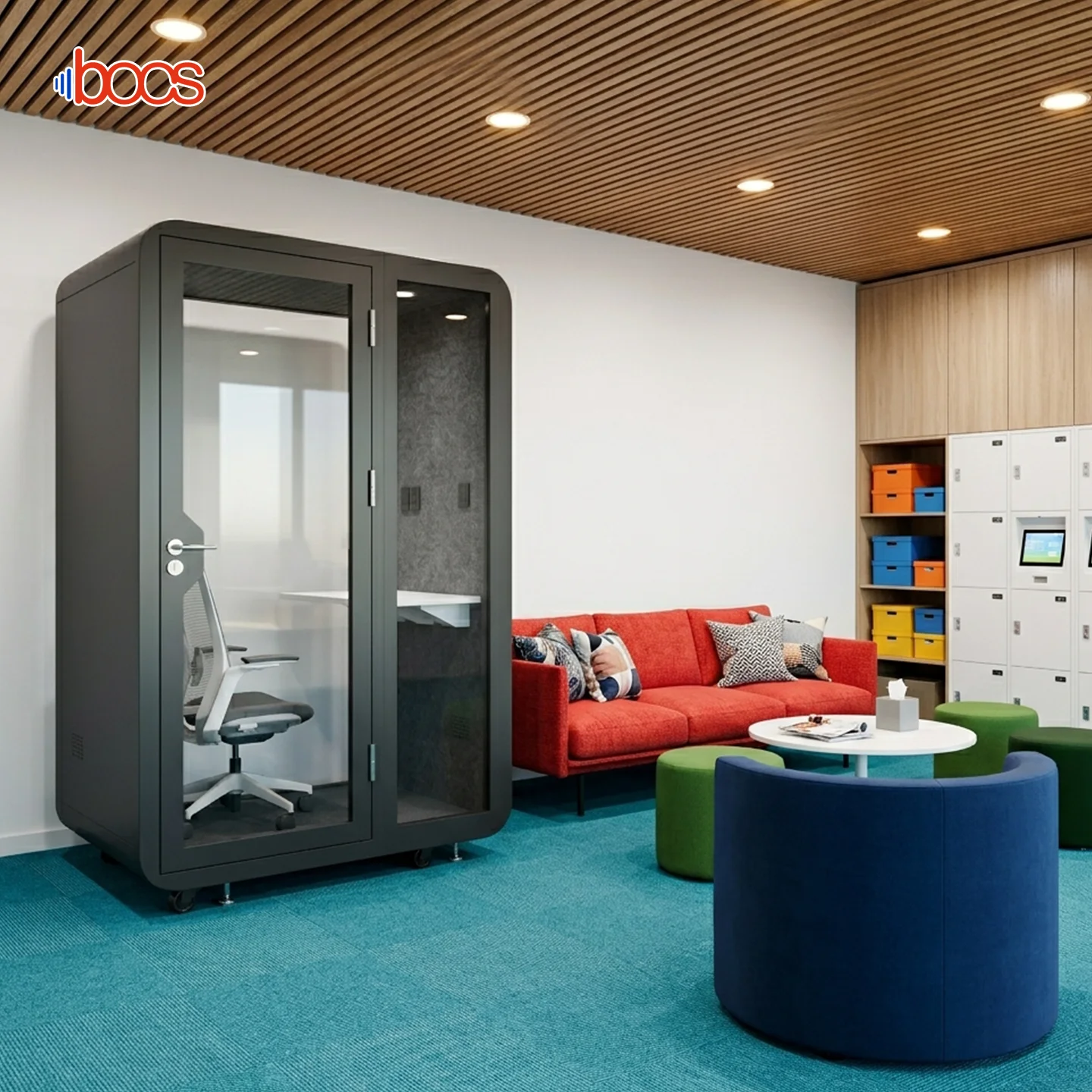 Modern Portable Movable Office Silent Pod Acoustic Soundproof Phone Booth Single Person Privacy Workstation Modular Meeting