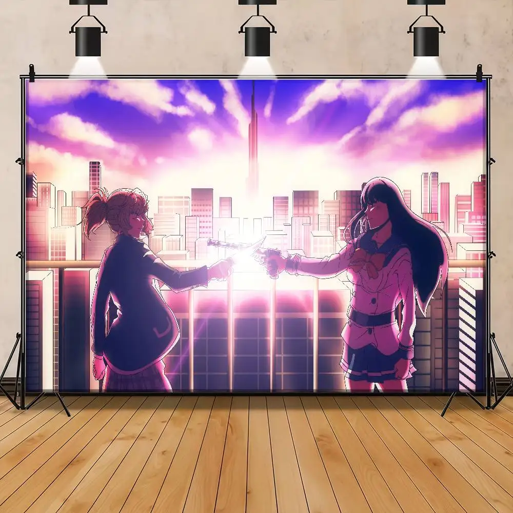 Sfondo di invasione Anime High-Rise per studio fotografico Ragazzi Baby Shower Sfondo fotografico per feste di buon compleanno