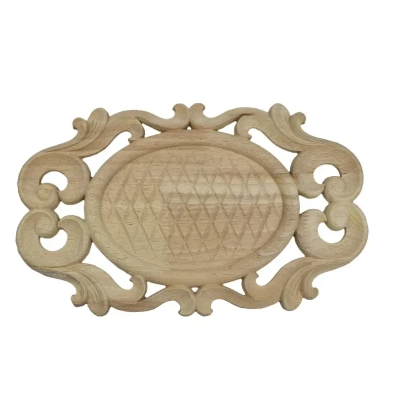 30cm Exquisite European-style Applique Solid Wood Furniture Decorative Laminate Retro Door Heart Shaped Long Flower Figurine