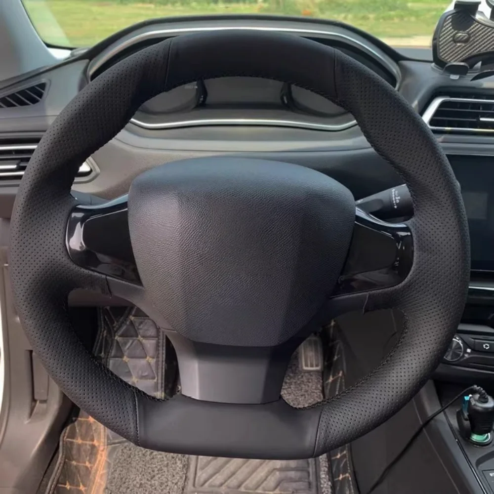 Custom Car Steering Wheel Cover Microfiber Leather 308 2014 2015 2016 2017 2018 2019 Steering Wrap Braid Cover For Peugeot 308
