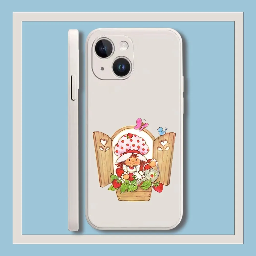 حافظة هاتف V-Vintage-D-Strawberry_Shortcake لهاتف آيفون 11 13 14 Pro Max X Xr Xs Max Se2020 12 حافظة بيضاء صغيرة