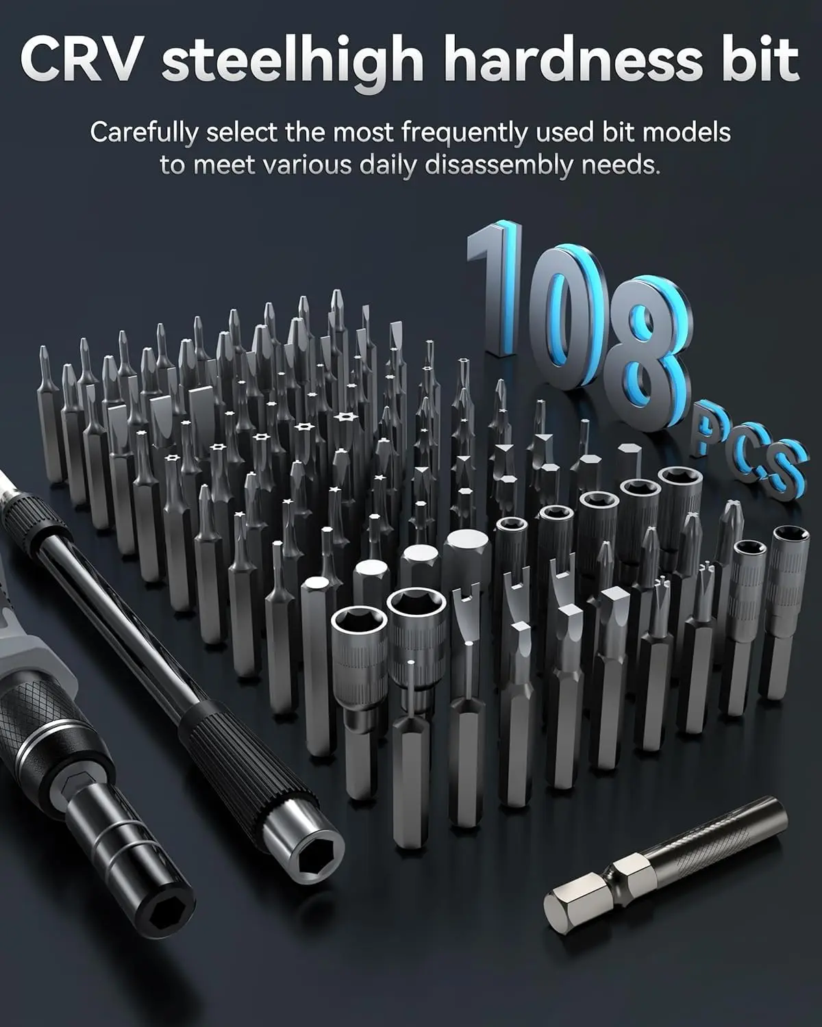 132 in 1 Precision Screwdriver Set Multi-Function Manual Repair Tool with 108 Magnetic Drill Bits for iPhone Camera Watch Laptop