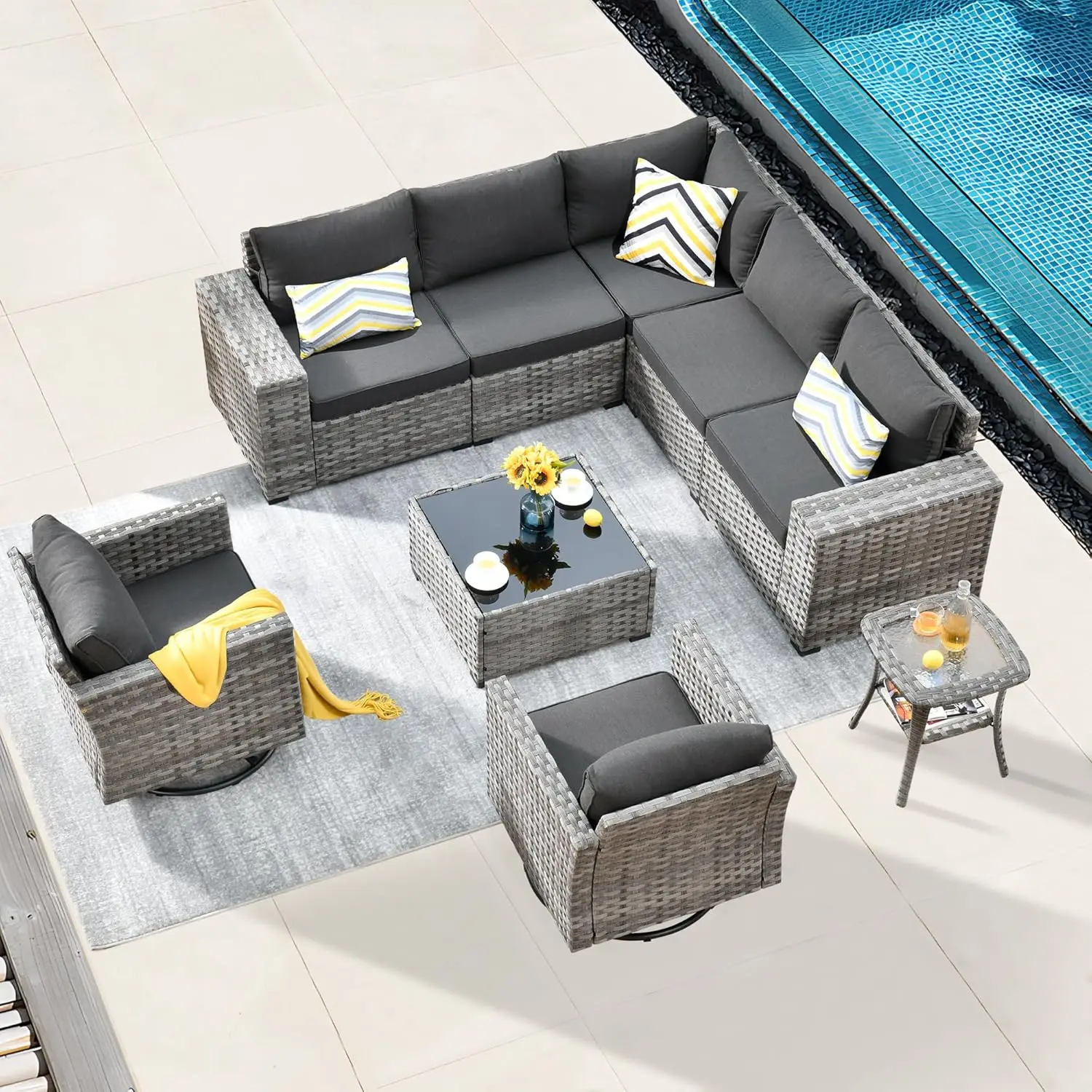 

Wicker Outdoor Furniture Set,Patio Sectional Sofa Set