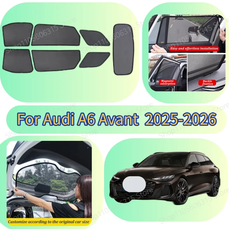 Magnetic Sunshade Curtain Custom Fit Mesh UV Block Car Window For Audi A6 Avant C9 2025-2026