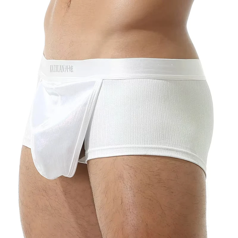 

Open Front Boxer Men Underwear Shorts Sexy Men's Panties Crotch Hole Bulge Pouch Underpants Male Solid Breathable Gay