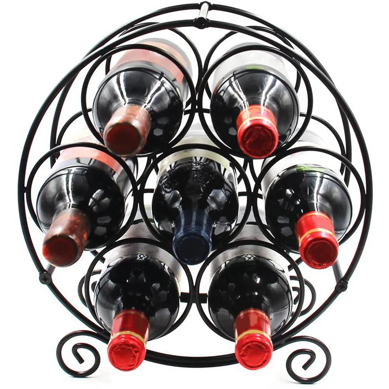 2025+ Wine Holder Wine Cellar Holder Shelf Metal Design 7 Bottles for Kitchen Dining Room Bar