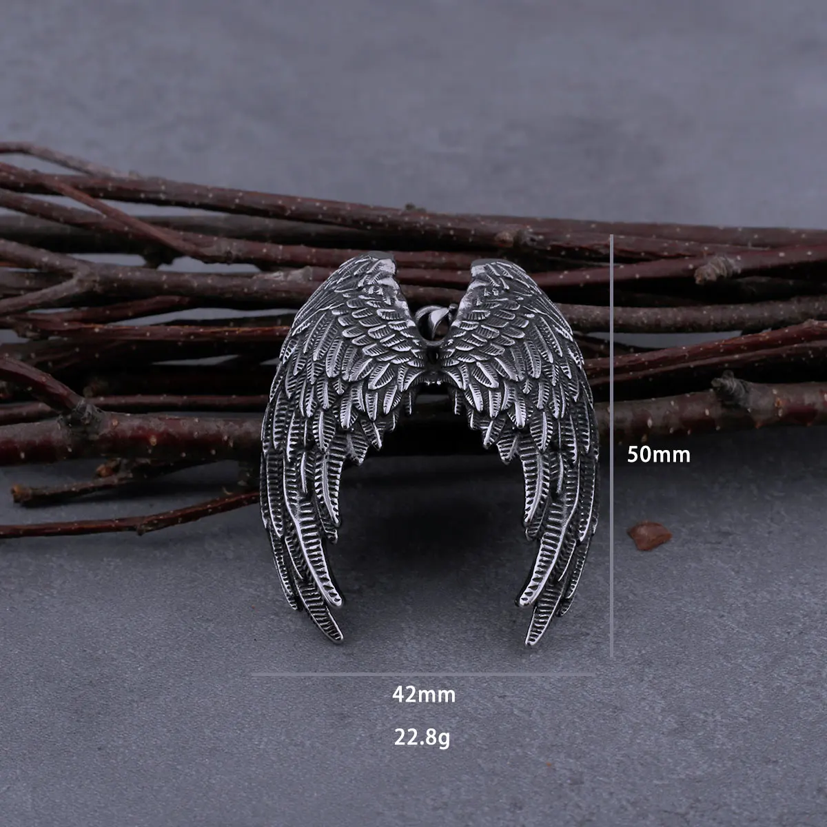 Stainless Steel Classic Angel Wings Necklace Men\'s Fashion Animal Boutique Handmade Hip Hop Pendant Jewelry Gift DropShipping