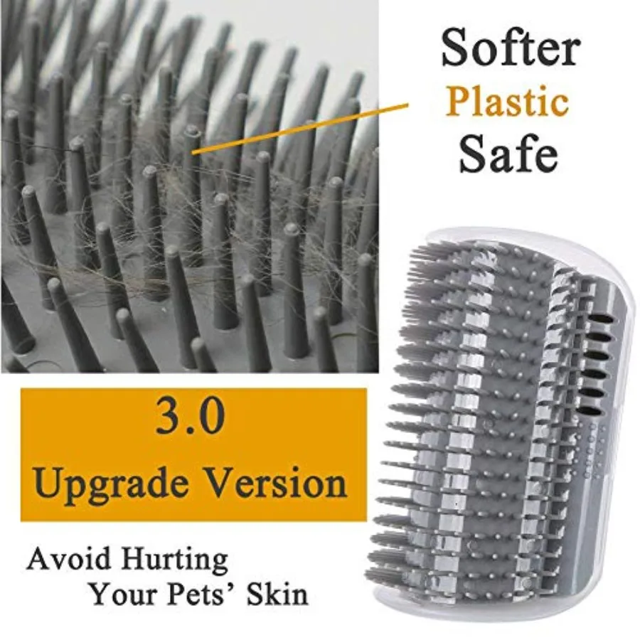 Cat Self Groomer with Catnip, Dog Cat Corner Groomer, Wall Corner Scratcher Comb, Grooming Massage Brush, Perfect Scratch Massa
