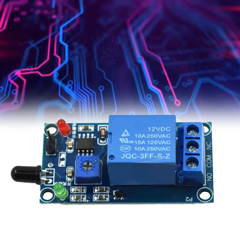 DC 12V IR Flame Sensor 60 Degree Detection Angle 760~1100nm Fire Alarm Sensor Easy Wiring with Terminal Block