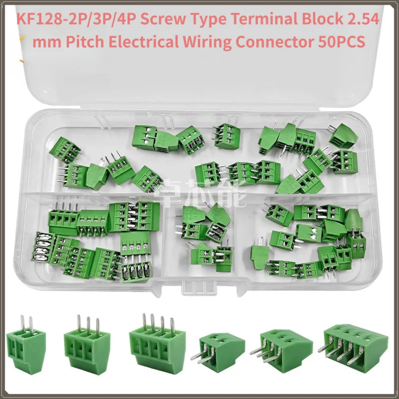 kf128-2p-3p-4p-ネジ接続端子台-254mm-ピッチ電気配線コネクタキット-50-個