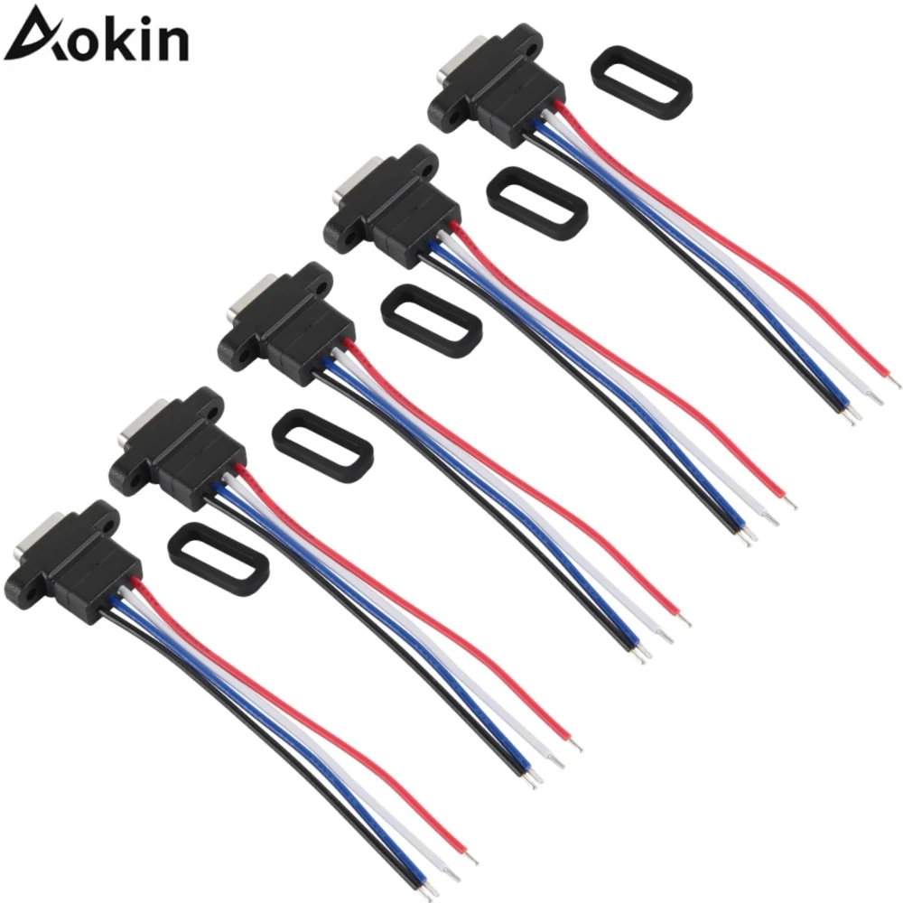 5/10 Stück Typ-C Buchse 4-Pin Kabelanschluss USB-C Pigtail Verlängerungskabel USB-C Stecker auf 4-Pin Blankes Kabelende