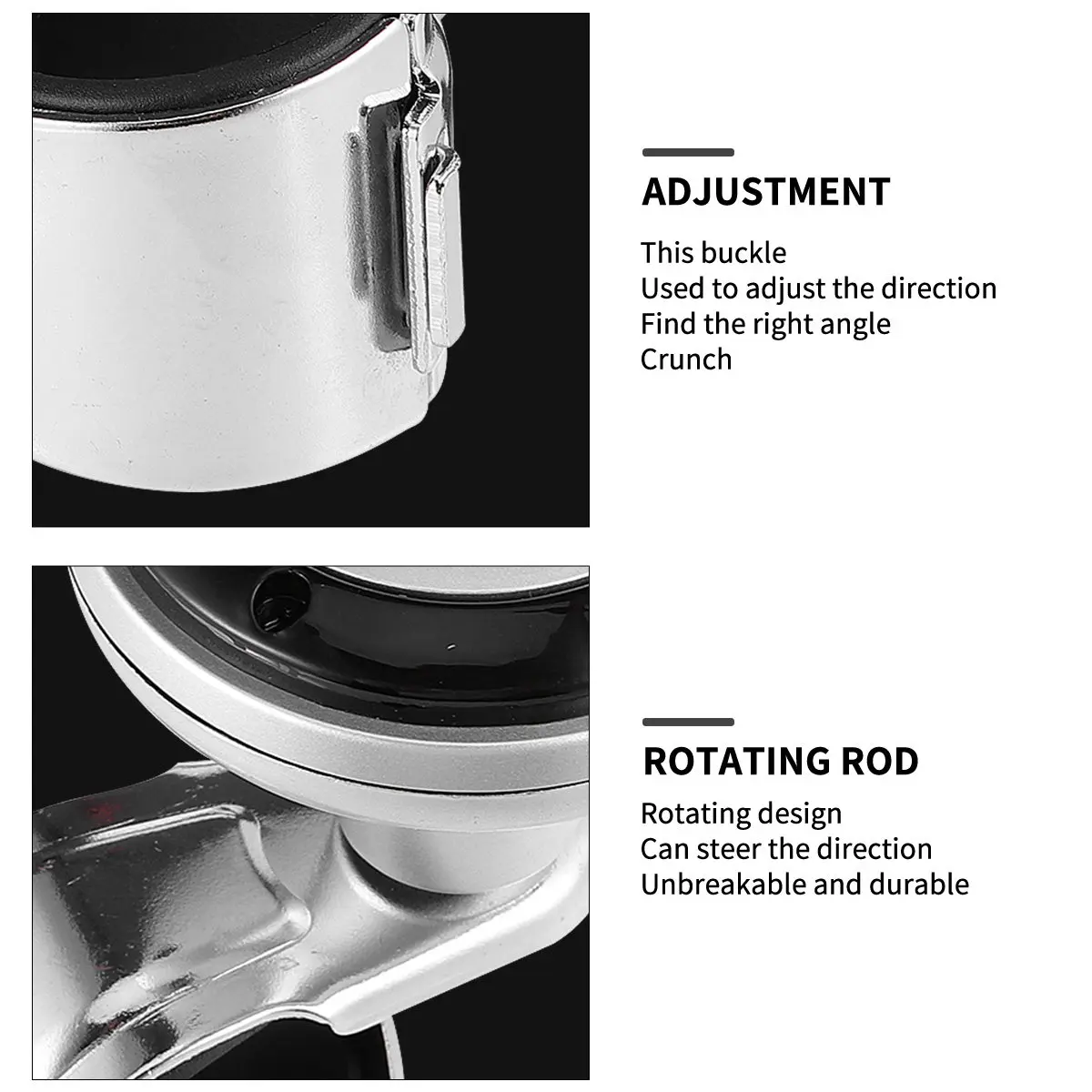 

Steering Wheel Assistive Ball Silver Alloy ABS Plating Easy Install Steering Knob Car Vehicle Driving Turn Aid