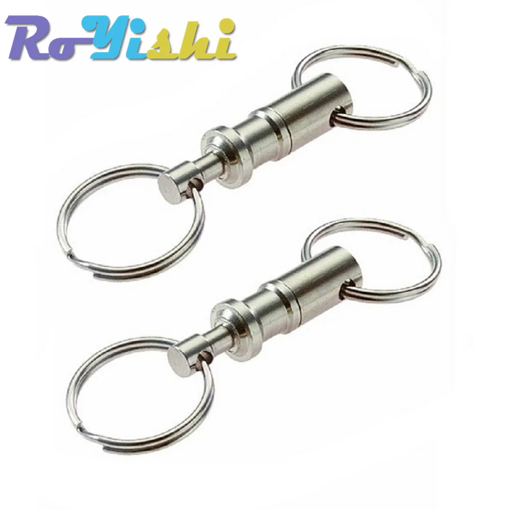 Removable Keyring Quick Release Keychain Dual Detachable Key Ring Snap Lock Holder Steel Pull-Apart Key Rings