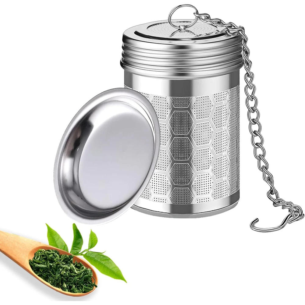 Stainless Steel Tea Leaf Infuser Strainer Spice Herbal Teapot Reusable Mesh Filter with Chain Hook Home Kitchen Accessories