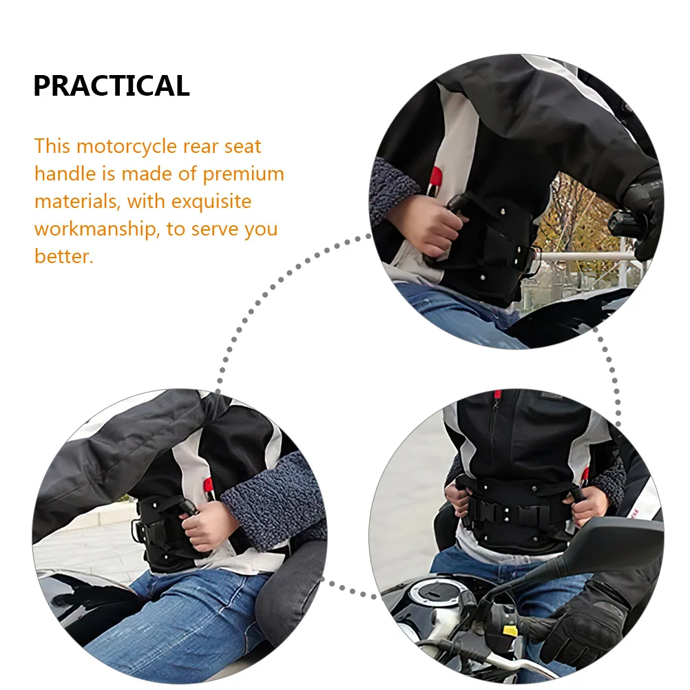 

Motorcycle Rear Seat Handle Safety Strap Adjustable Length Black Oxford Fabric Comfortable Security Belt for Motorbike ATV