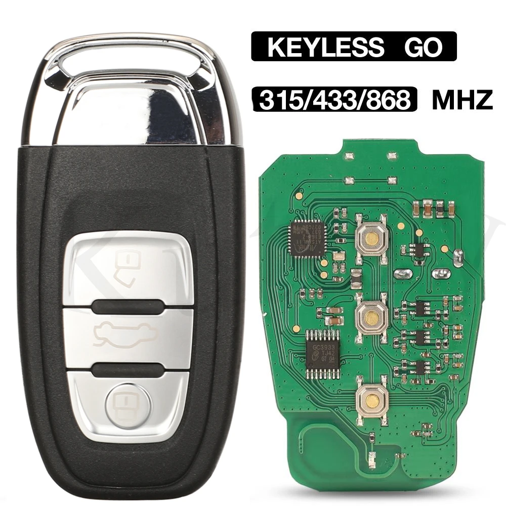 jingyuqin Smart Remote Key Keyless go 3 Button 315/433/868MHZ For 8T0 959 754J For Audi Q5 A4L A5 A6 A7 A8 RS4 RS5 S4 S5