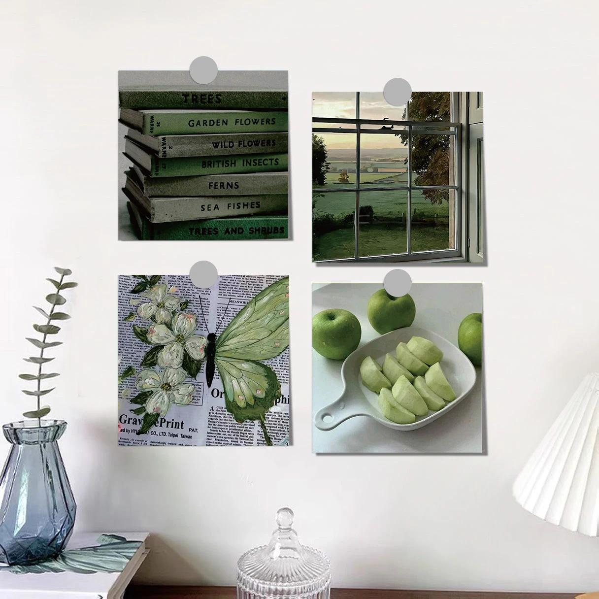 15 PCS Verde Verão Fresco Cartões Postais Interior Quarto Decoração de Parede Adesivos de Parede