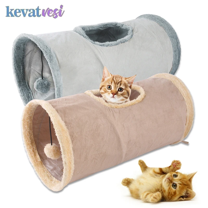 

Foldable Cat Toys Interactive Cat Tunnel Funny Pet Toys for Cats Kitten Chasing Toys with Small Fur Balls Indoor Cat Loud Paper