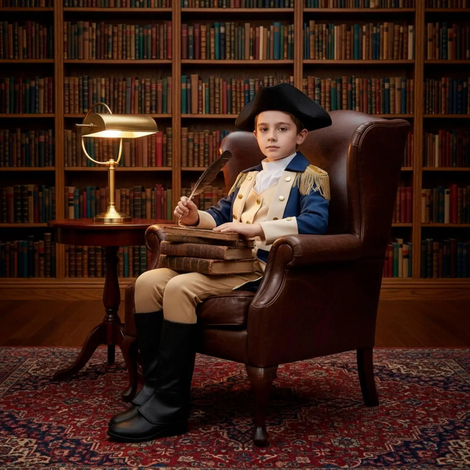 Youth Colonial Uniform Faux Vest Coat Gold Button Trim for Theatrical Production Costume