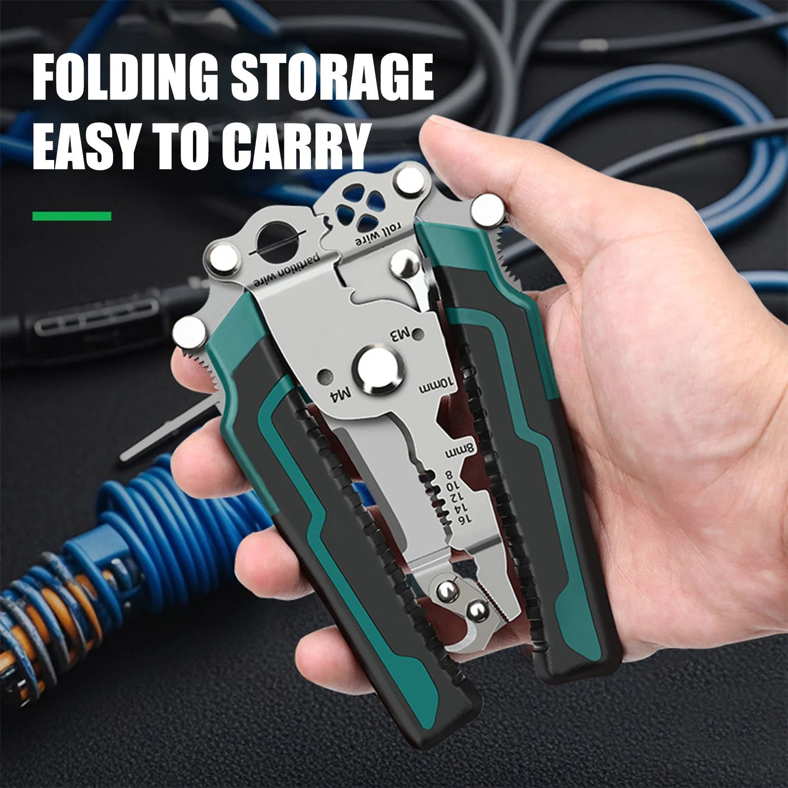 Multifunctional Foldable Wire Stripper Efficient Terminal Crimping Quick-Change Locking Design Essential Companion for