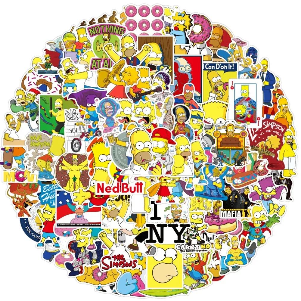 50/100 قطعة الكرتون سمبسنز ملصق دراجة نارية سكيت محمول الأمتعة الغيتار سيارة الهاتف ملصق مضاد للمياه لعبة أطفال