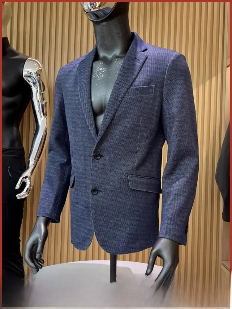 

Faionable Casual Knitted Men's Suit Elastic Breathable Advanced Pattern Spring Cotton Polyester Blend Busin Casual