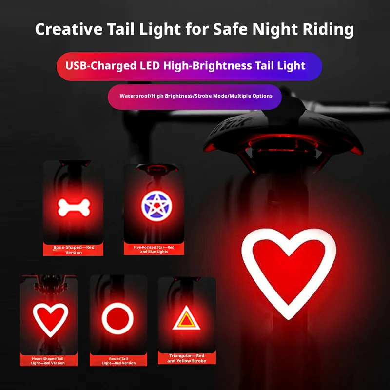 Mountain bike taillight, breathing LED, rechargeable, for road cycling, night running, kids' balance bike, and general sports us