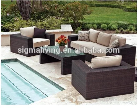 Heißer Verkauf Gartenmöbel Rattan Garten Terrasse Couch tisch und Stuhl Set