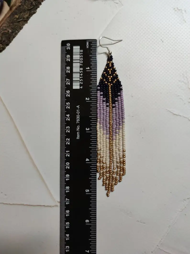 

Bohemian Beaded Earrings with Tassel Geometry Hand-Woven Alloy Gradient Color Trendy Female Simple Rice Bead Jewelry