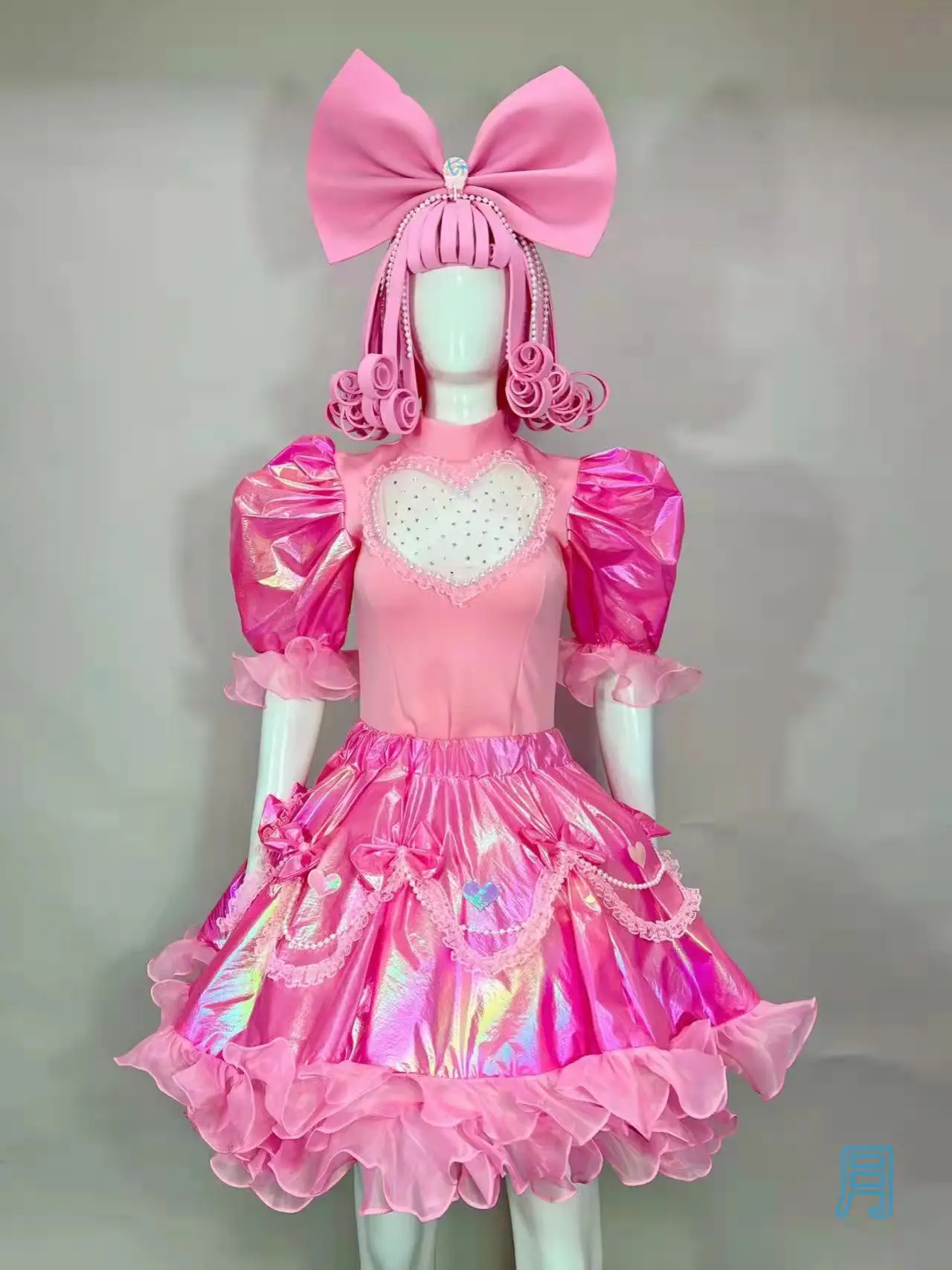 

Adult Cosplay Costume Lovely Role-playing Stage Wear Pink Wig Tutu Dress Outfits Birthday Party Singer Performance Dance Costume