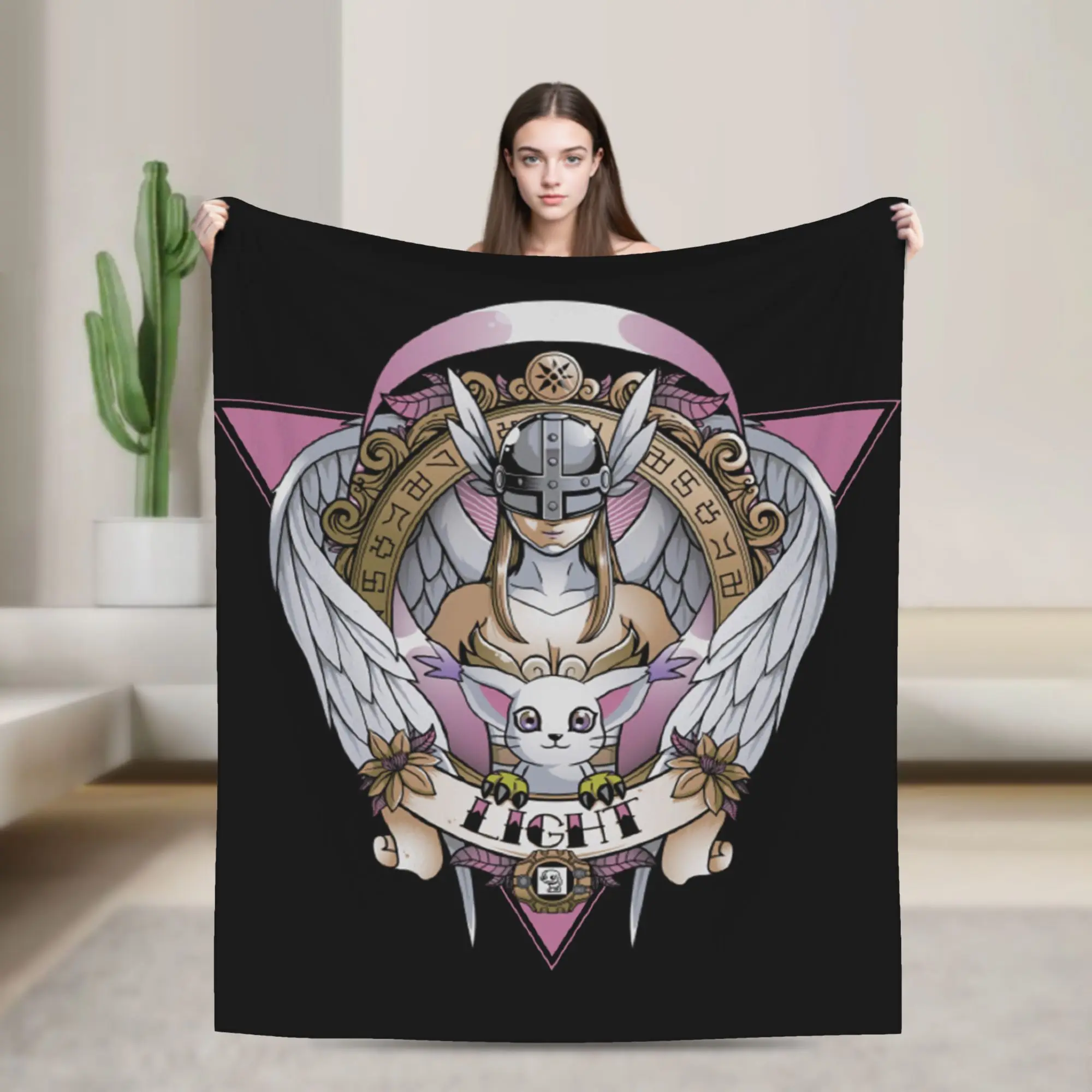 Digital Light Blanket Flannel Digimon Nostalgic Anime Ultra-Soft Throw Blankets for Outdoor Travel Bedroom Quilt
