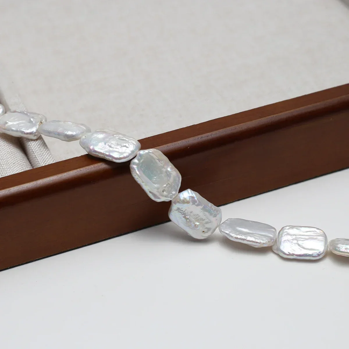 

13x18mm AAA Sparkle Natural Freshwater White Square Pearl Bead Jewelry Make Gift DIY Necklace Bracelet Accessories Wedding Women