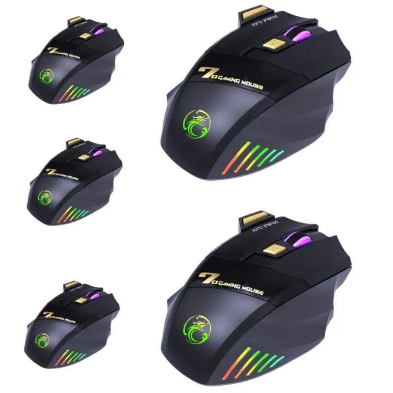 Wireless Gaming Mouse USB IMICE GW-X7 3200DPI Dual Mode Rechargeable 7 Keys 2.4Ghz Silent Mouse Bluetooth 7-color Breathing LED